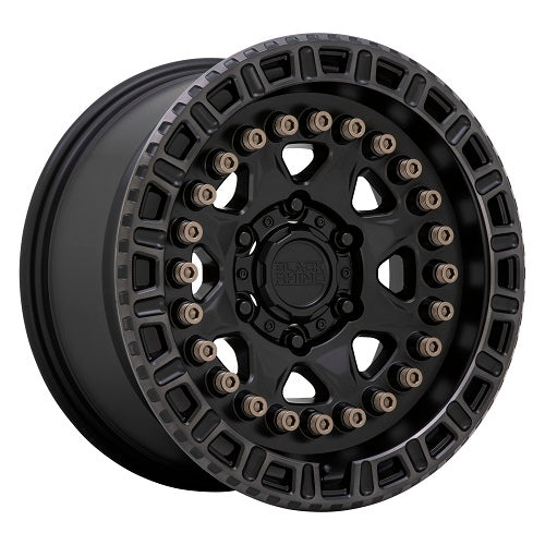 17x8.5 Black Rhino CARBINE Matte Black W/Machined Ring Wheel 6x5.5 (0mm)