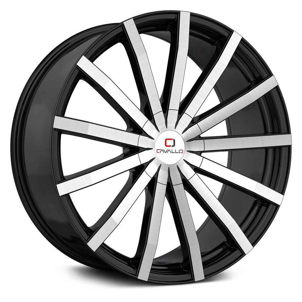 22x9.5 Cavallo CLV-52 Gloss Black & Machined Wheel Blank (18mm)