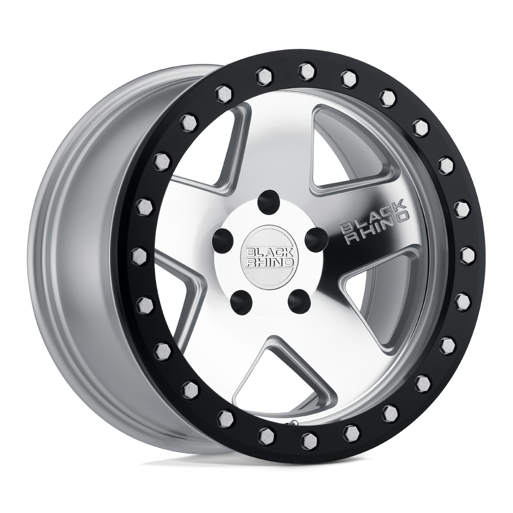 17x8.5 Black Rhino CRAWLER SILV W/ MIRROR FACE BLK LIP RING Wheel 6x135 (0mm)