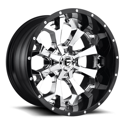 22x12 Fuel D246 Assault Chrome W/Black Lip Wheel 8x6.5 (-44mm)