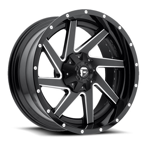 22x12 Fuel D265 Renegade Black & Milled Wheel 8x6.5 (-44mm)