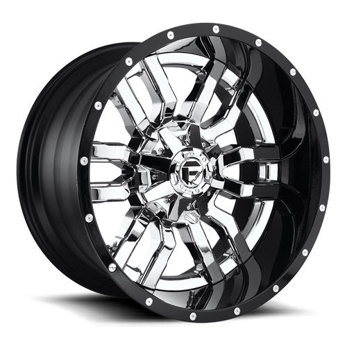 22x12 Fuel D270 Sledge Chrome W/Black Lip Wheel 6x135/6x5.5 (-44mm)