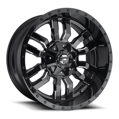 18x9 Fuel D595 Sledge Gloss Black & Milled Wheel 8x170 (-12mm)