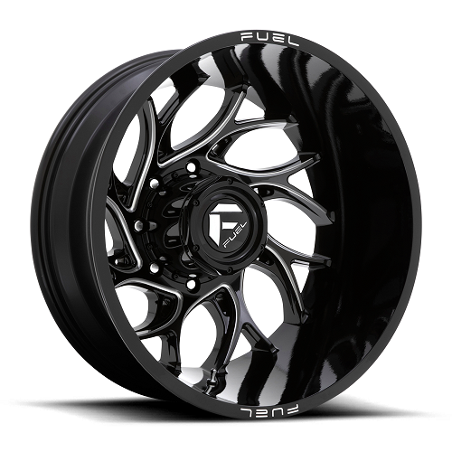 22x8.25 Fuel D741 Runner DUALLY Rear Black/Milled Wheel 8x210 (-246mm)