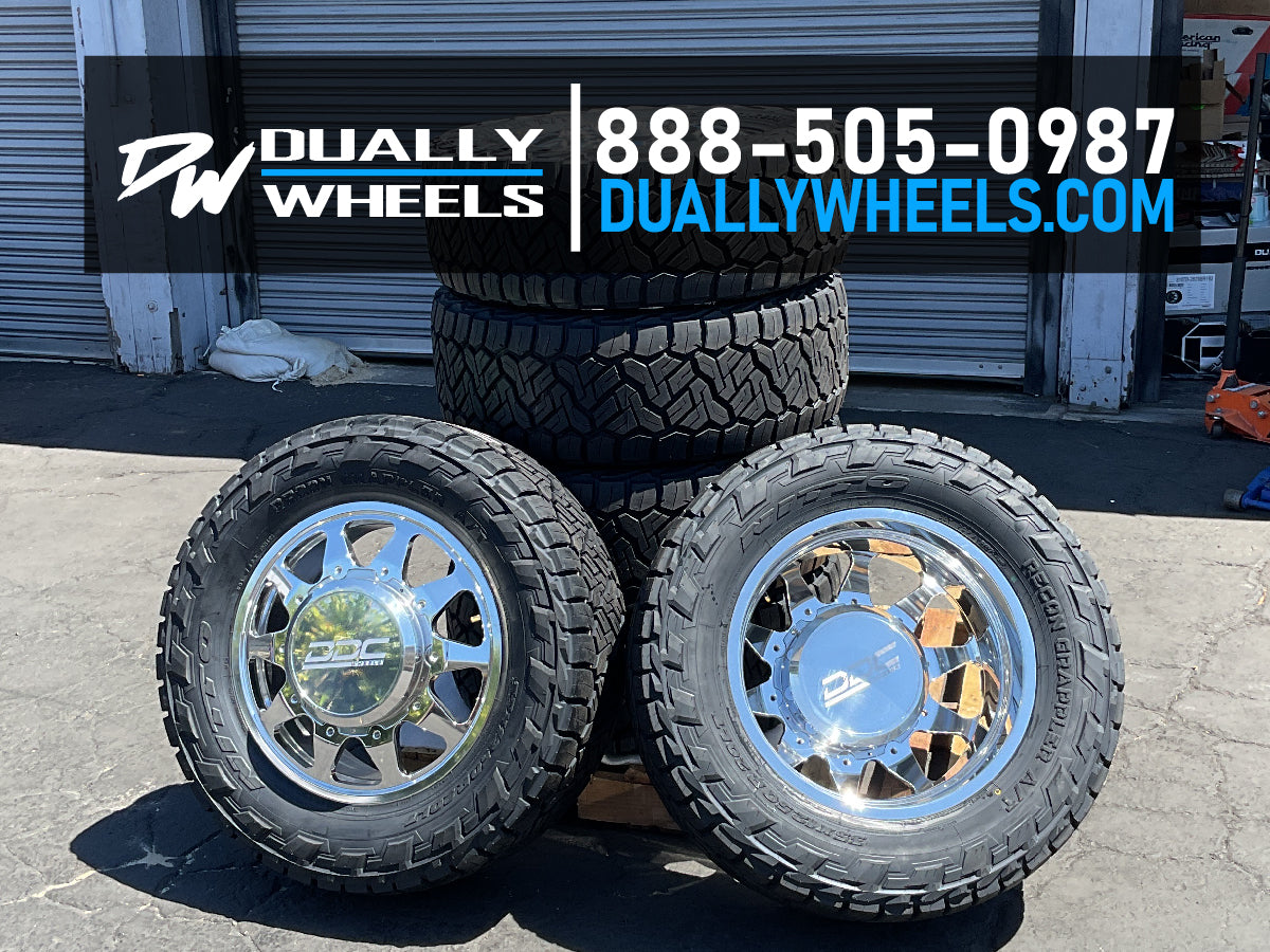24x8.25 DDC The Ten Polished GM/DODGE/FORD FORGED DUALLY Wheels 8x6.5 Set of 6
