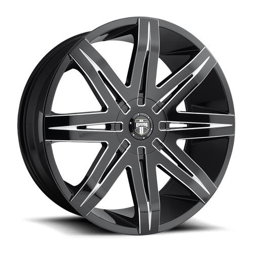 24x9.5 S227 Dub Stacks Gloss Black Milled Wheel 5x115/5x4.75 (15mm)