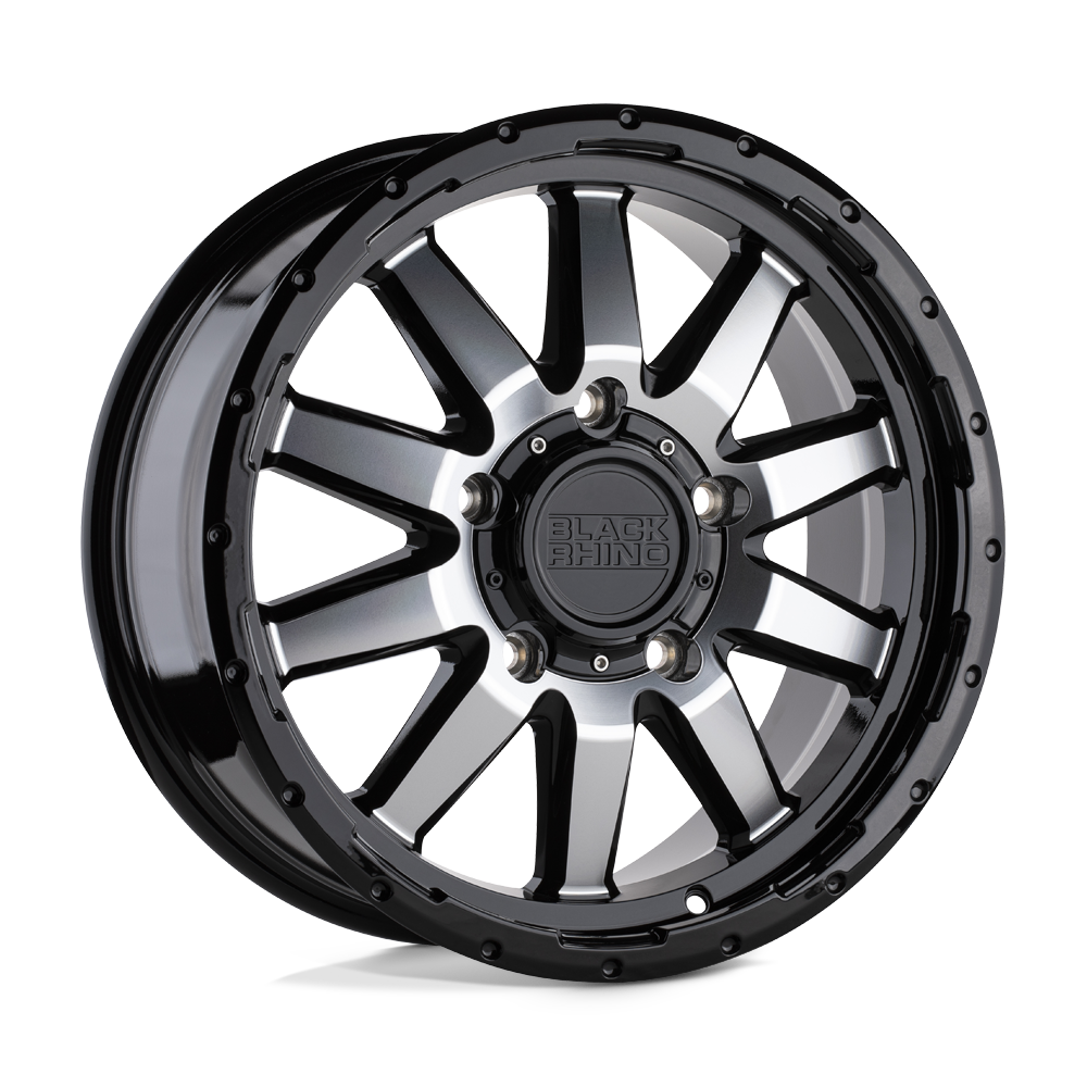 17x7.5 Black Rhino EXCURSION GLOSS BLACK W/ MIRROR FACE Wheel 6x5.5 (35mm)
