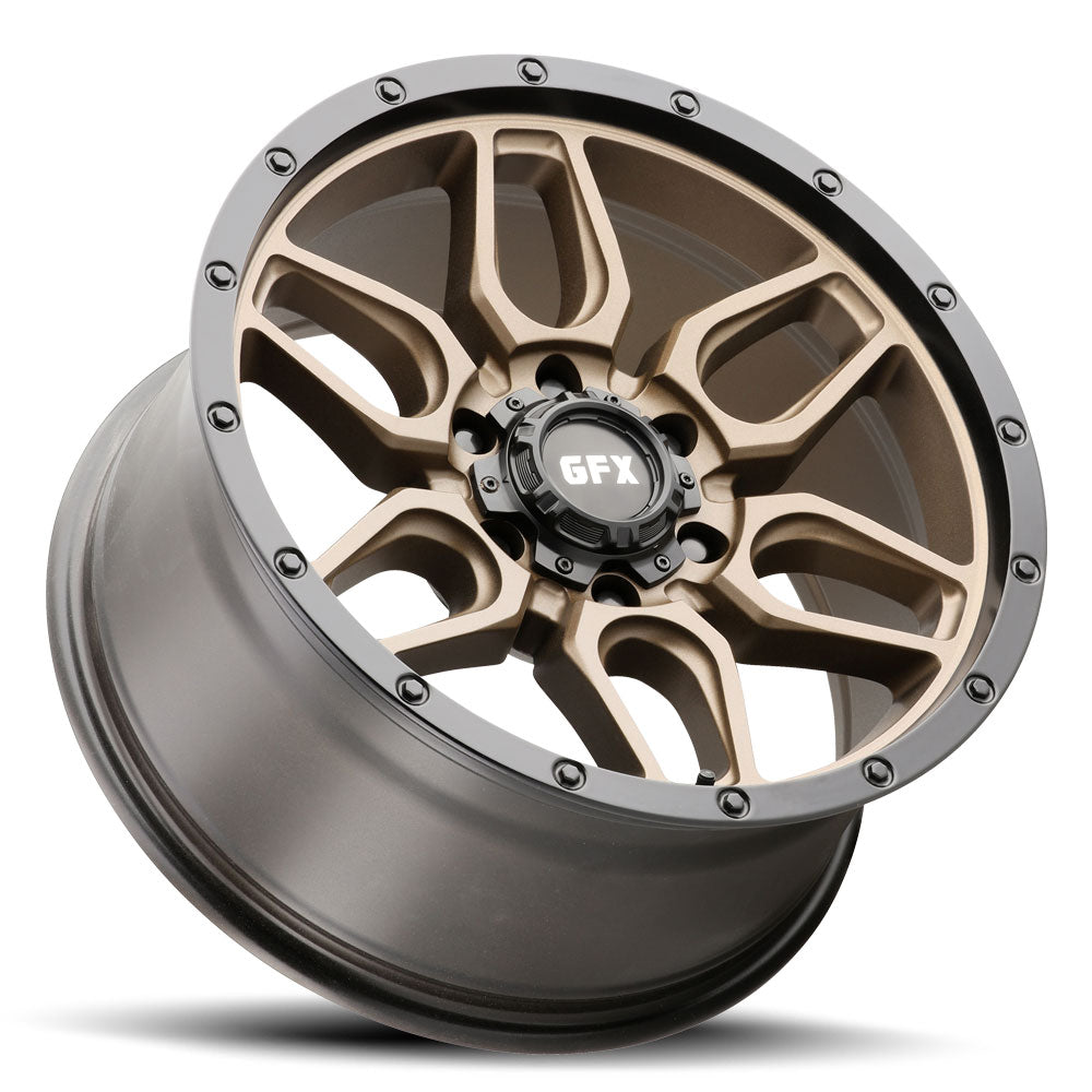 17x8.5 G-FX TR-18 Textured Bronze w/ Matte Black Lip Wheel 5x5 (-6mm)