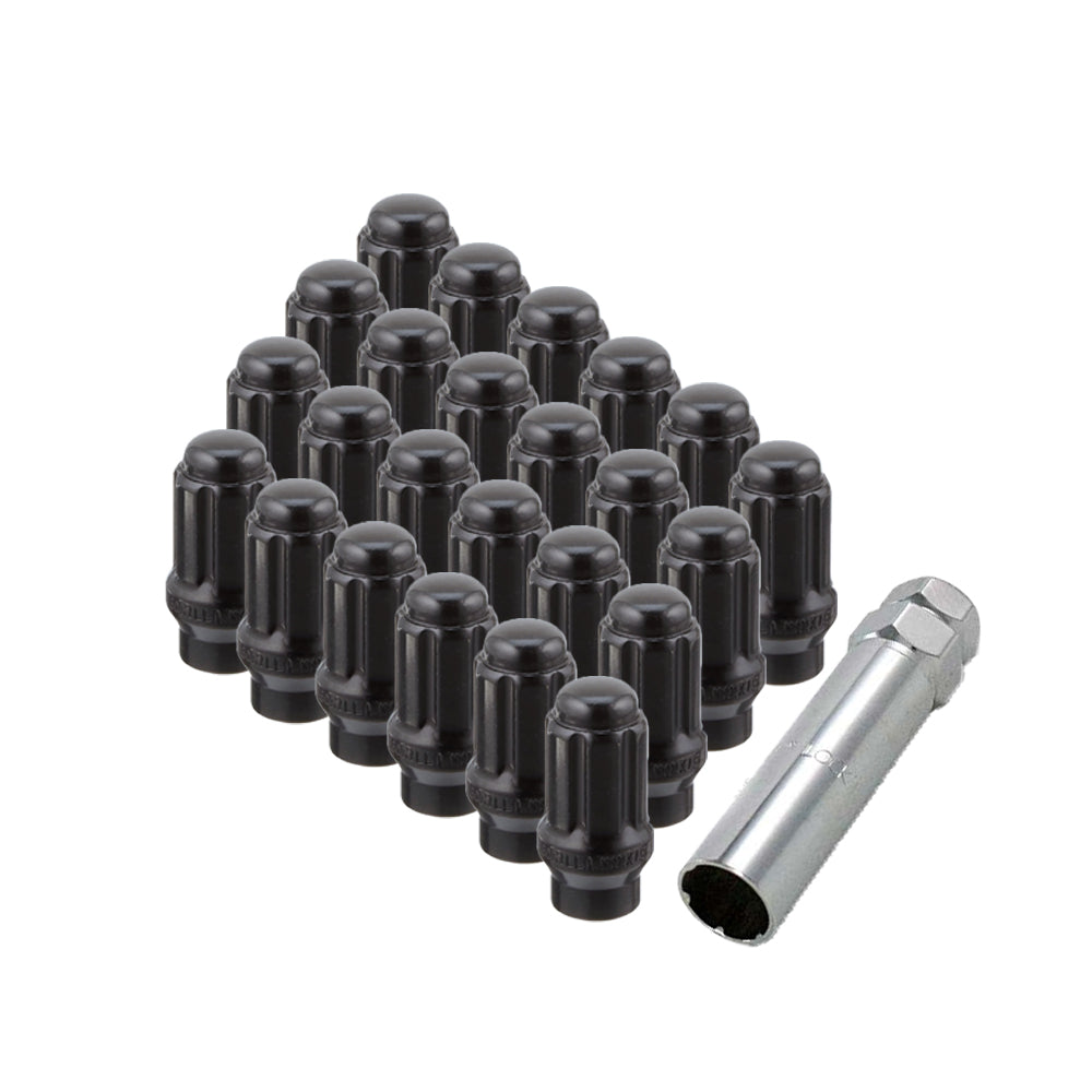 6 Lug Gorilla 12x1.5 Black Spline ET Lug Kit Car with Key