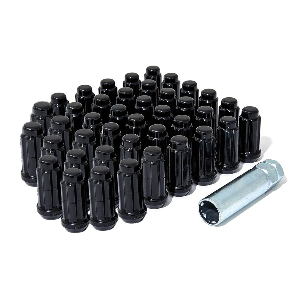 14x1.5 Gorilla Automotive Black Spline 40 Lug Kit with Key