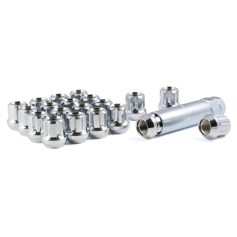 5 Lug Gorilla 12x1.25 Chrome Spline Open-End Lug Kit Car with Key