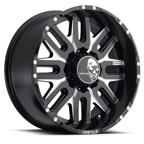20x10 Hostile H104 Zombie Blade Cut (Gloss Black & Milled) Wheel 8x170 (-19mm)