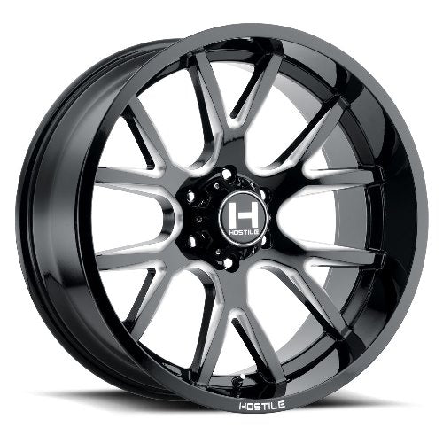 22x12 Hostile H113 Rage Blade Cut (Blk Milled) Wheel 6x135 (-44mm)