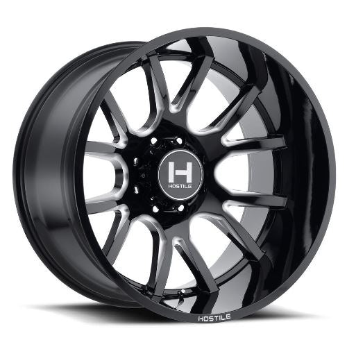 24x14 Hostile H113 Rage Blade Cut (Blk Milled) Wheel 8x170 (-76mm)