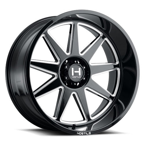20x12 Hostile 121 Omega Blade Cut (Gloss Black and Milled) Wheel 8x170 (-44mm)