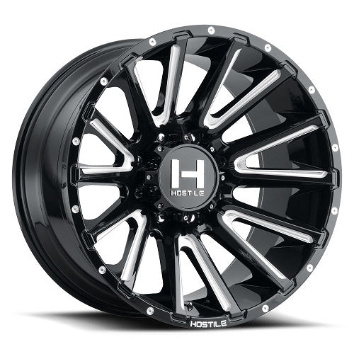 22x12 Hostile H123 Typhoon Blade Cut (Gloss Black Milled) Wheel 8x6.5 (-44mm)