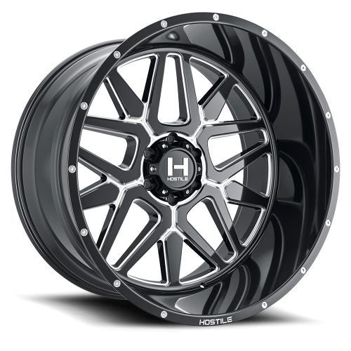 22x10 Hostile H128 Diablo Blade Cut (Gloss Black & Milled) Wheel 6x5.5 (-25mm)