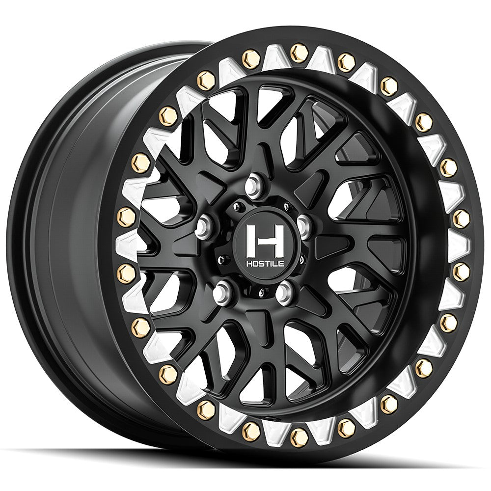 15x10 Hostile H333 Glamis Asphalt (Satin Black) UTV BEADLOCK Wheel 5x4.5 (0mm)