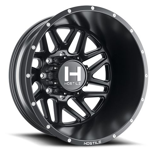 22x8.25 Hostile H401 Sprocket Dually Rear Asphalt (Black) Wheel 8x200 (-221mm)