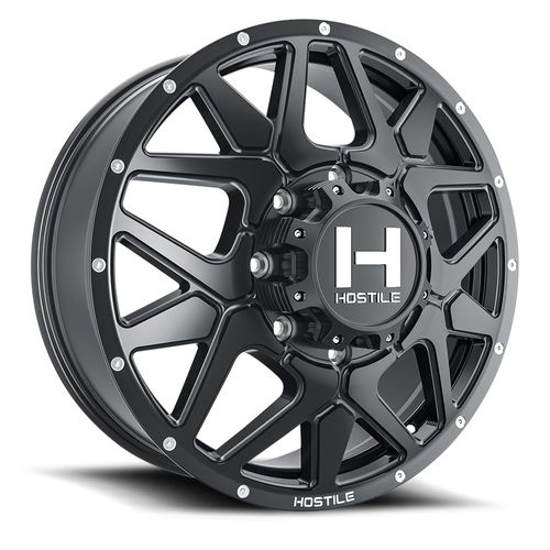 22x8.25 Hostile H402 Diablo Dually Front Asphalt (Black) Wheel 8x6.5 (123mm)