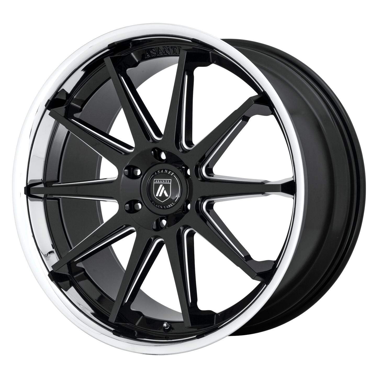 22x10 Asanti Black ABL-29 EMPEROR Gloss Blk Mill W/ Chrome Wheel 6x5.5 (15mm)