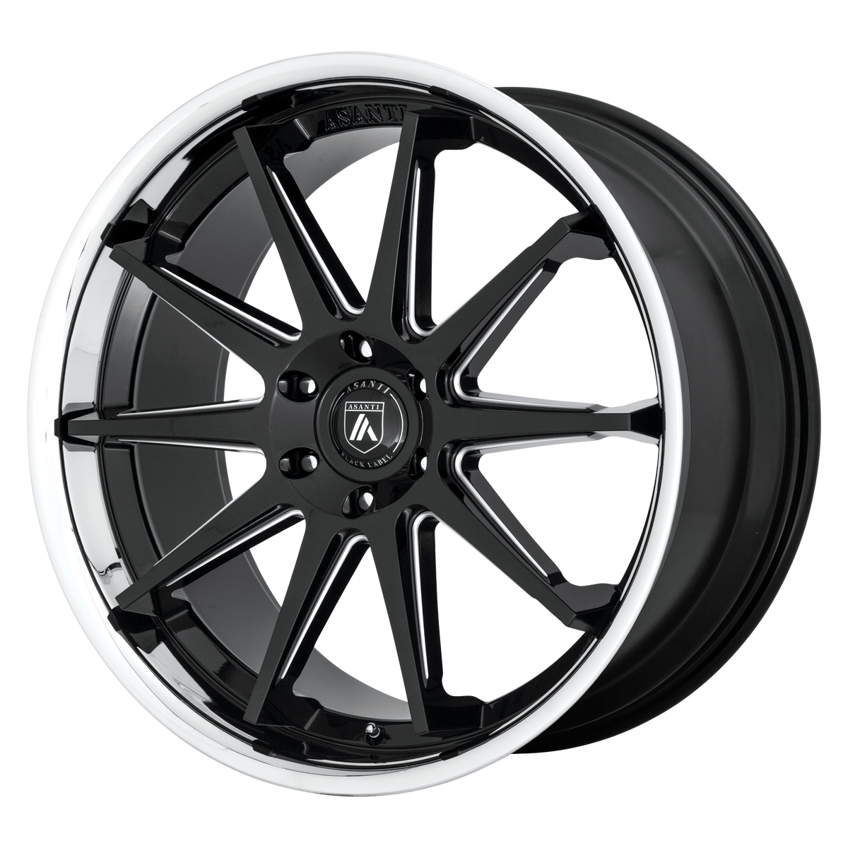 24x10 Asanti Black ABL-29 EMPEROR Gloss Blk Mill W/ Chrome Wheel 6x135 (30mm)