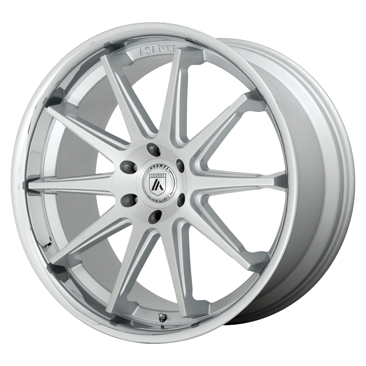22x10 Asanti Black ABL-29 EMPEROR Brush Silver W/ Chrome Lip Wheel 6x5.5 (15mm)