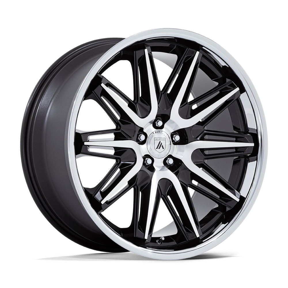 22x10.5 Asanti Black AB047 Imperator Gloss Black Mach SS Lip Wheel 5x120 (38mm)