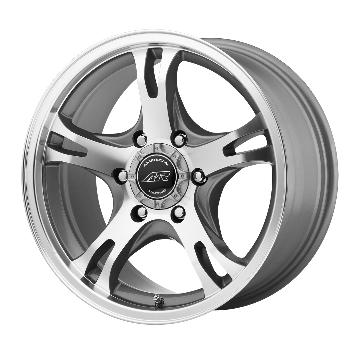 16x8 American Racing AR898 Dark Silver Machined Wheel 5x5 (0mm)