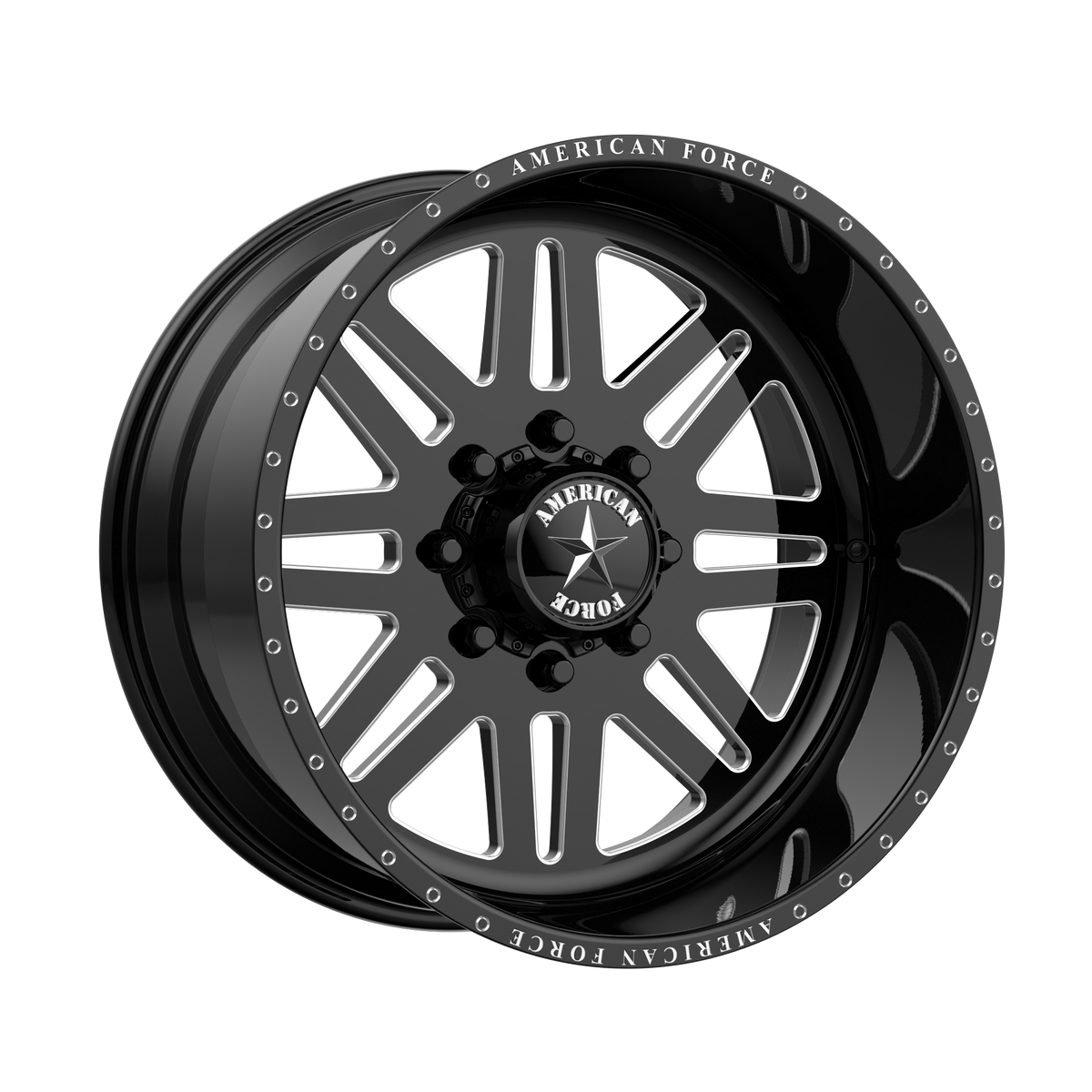 20x10 American Force FF016 Gloss Black Machined Wheel 5x5 (-25mm)