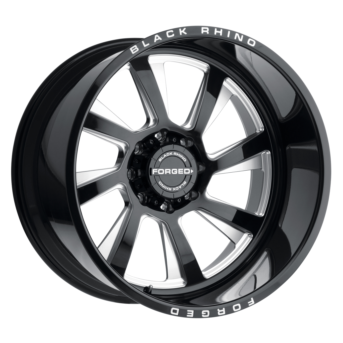 24x14 Black Rhino BLASTER GLOSS BLK W/ MILLED SPOKES - DIR Wheel 8X6.5 (-76mm)