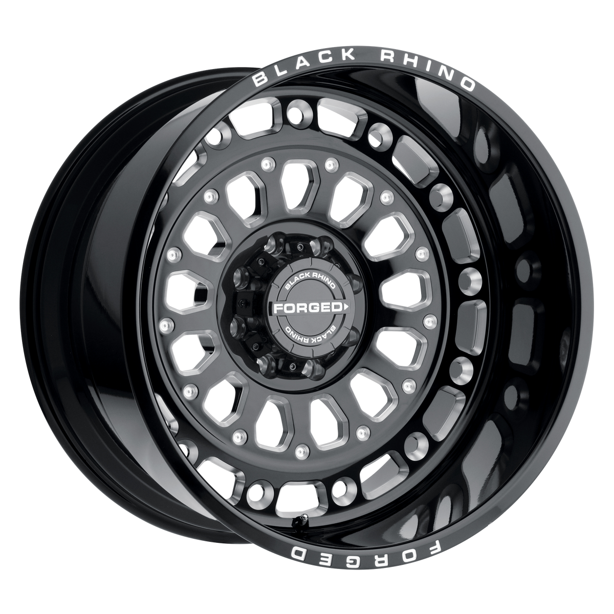 22x14 Black Rhino CENTURION GLOSS BLACK W/ MILLED SPOKES Wheel 5x5 (-76mm)