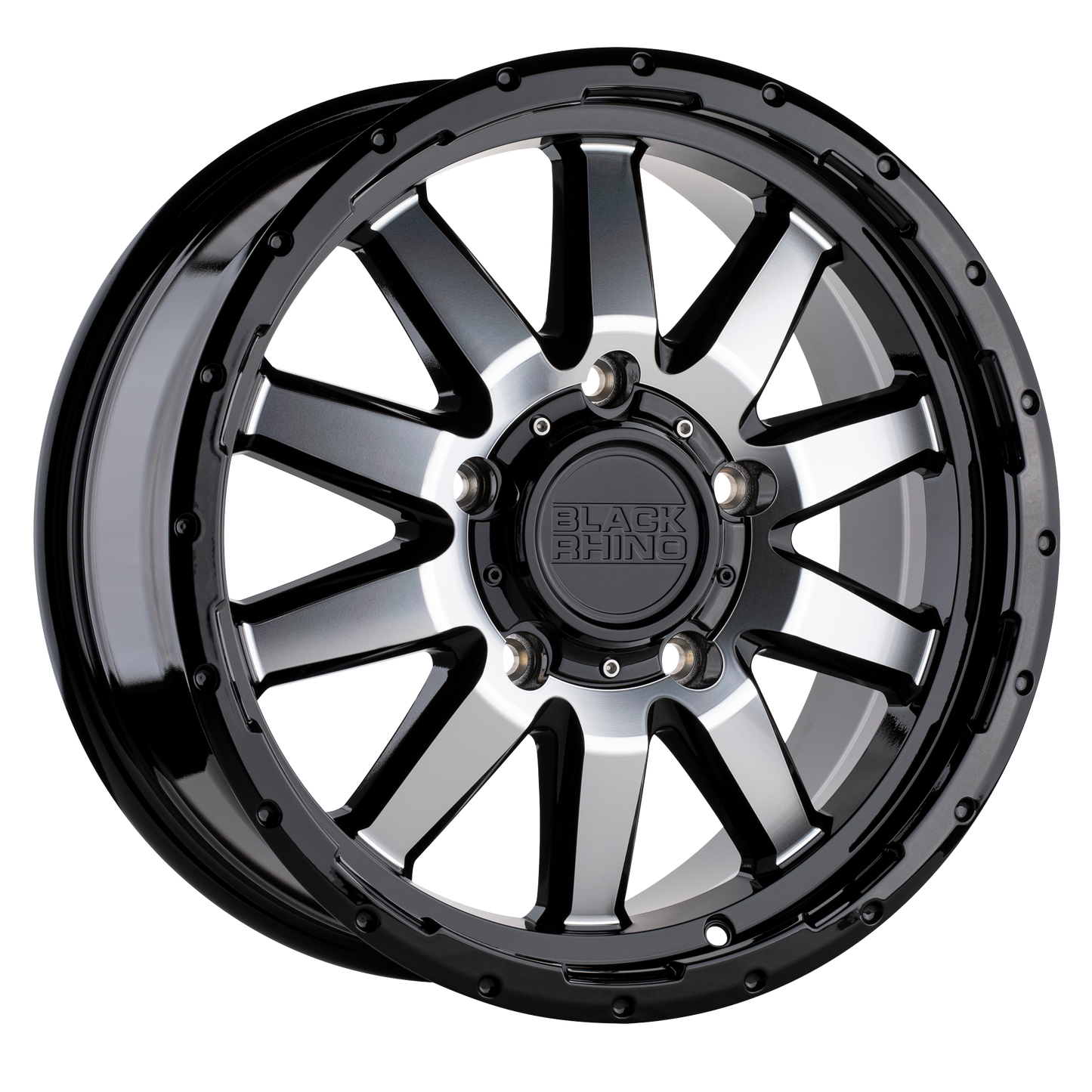 17x7.5 Black Rhino EXCURSION GLOSS BLACK W/ MIRROR FACE Wheel 5x160 (45mm)