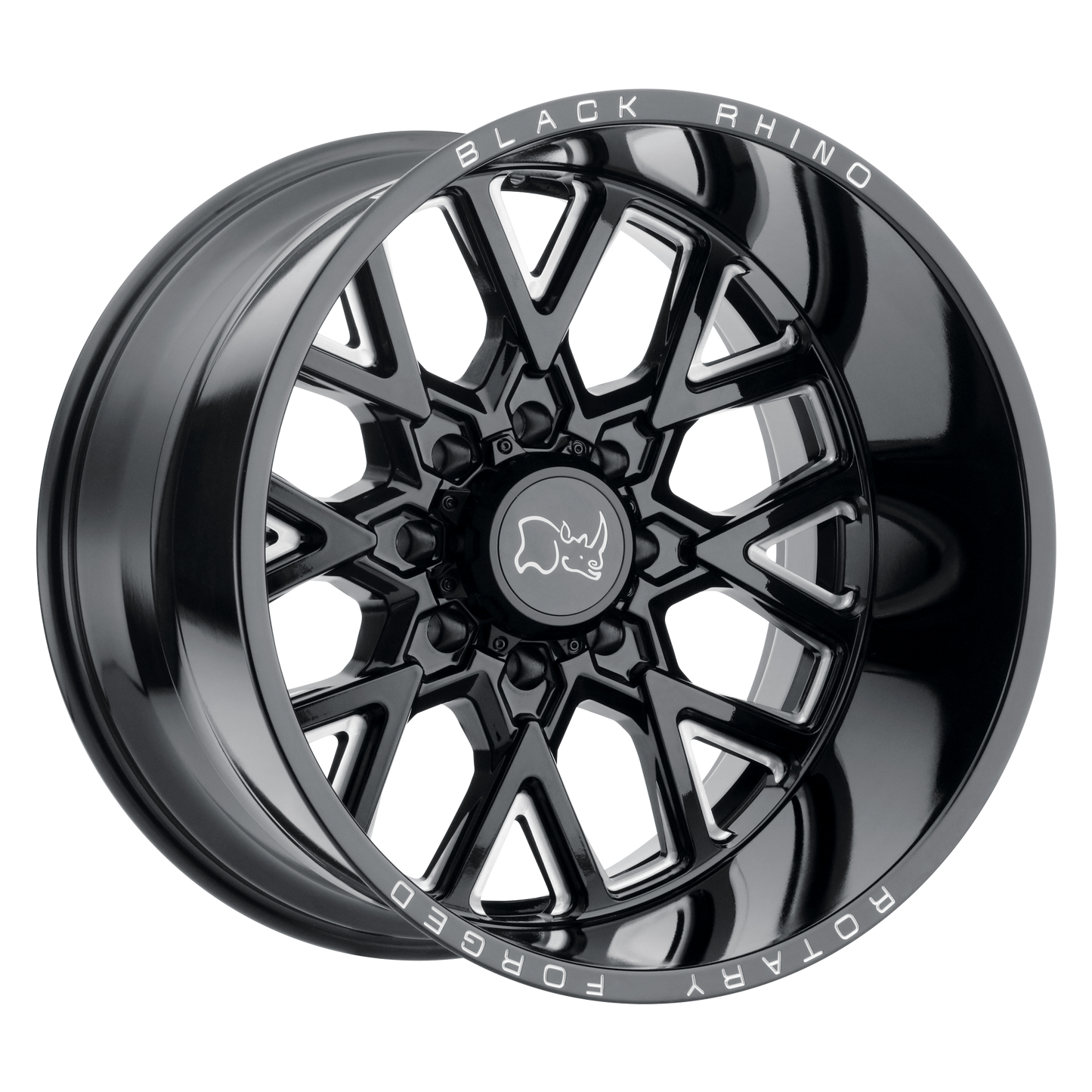 24x14 Black Rhino GRIMLOCK GLOSS BLACK & MILLED Wheel 6x5.5 (-76mm)