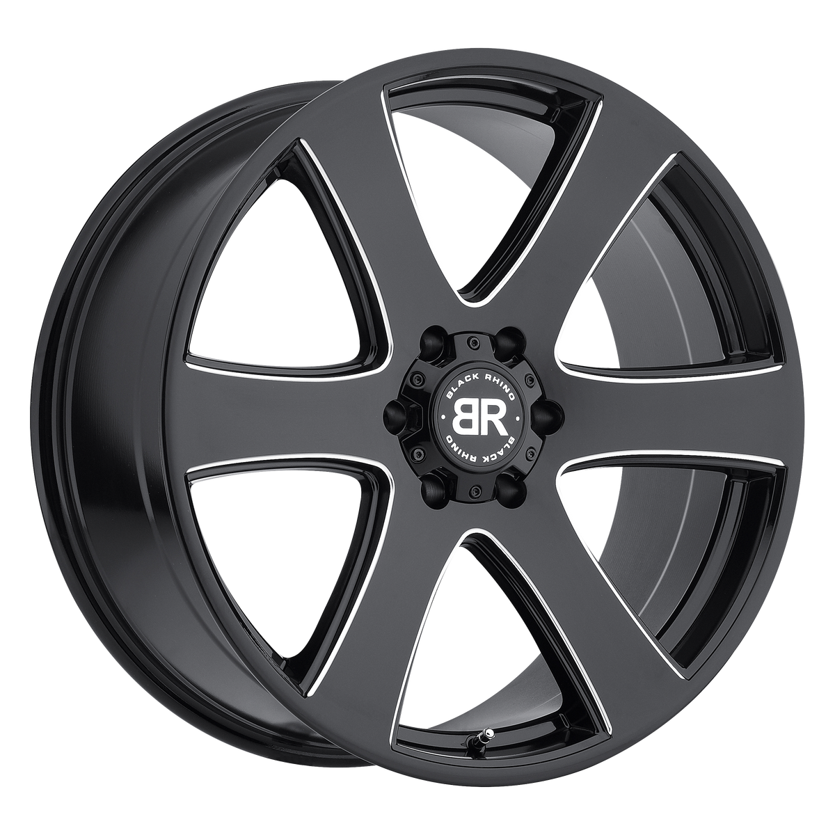 22x9.5 Black Rhino HAKA GLOSS BLACK W/ MILLED SPOKES Wheel 6x135 (30mm)