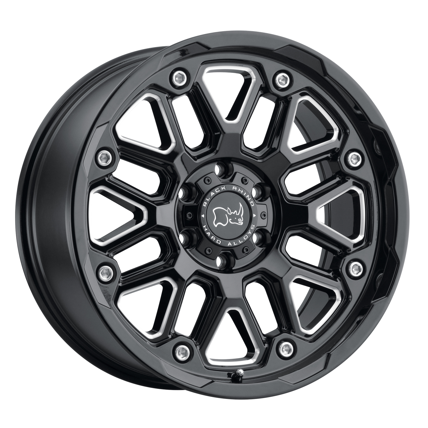 20x9.5 Black Rhino HOLLISTER GLOSS BLACK W/ MILLED SPOKES Wheel 8x180 (6mm)