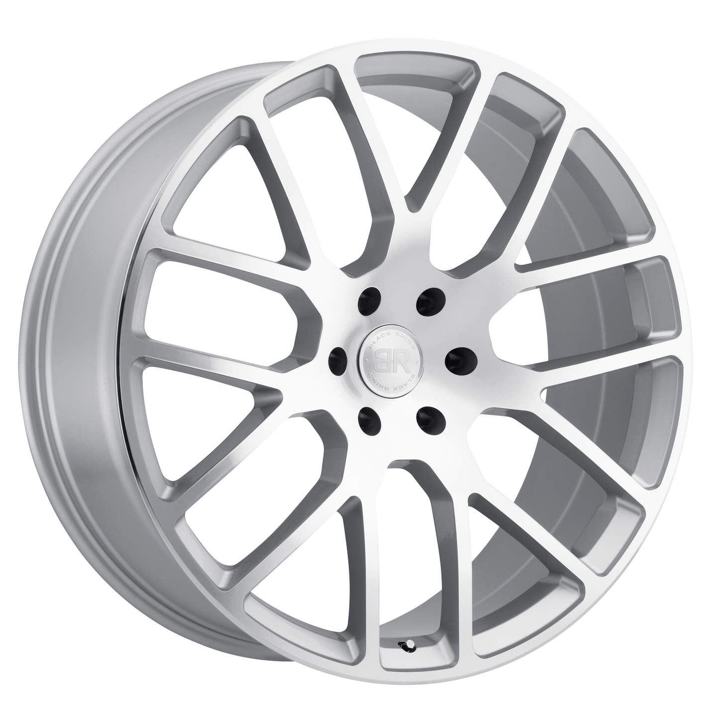 22x9.5 Black Rhino KUNENE SILVER W/ MIRROR-CUT FACE Wheel 6x135 (30mm)