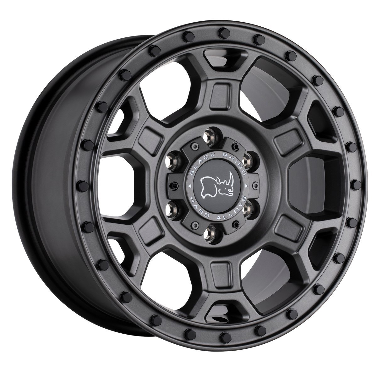 18x8 Black Rhino MIDHILL MATTE GUNMETAL W/ BLACK BOLTS Wheel 5x160 (48mm)