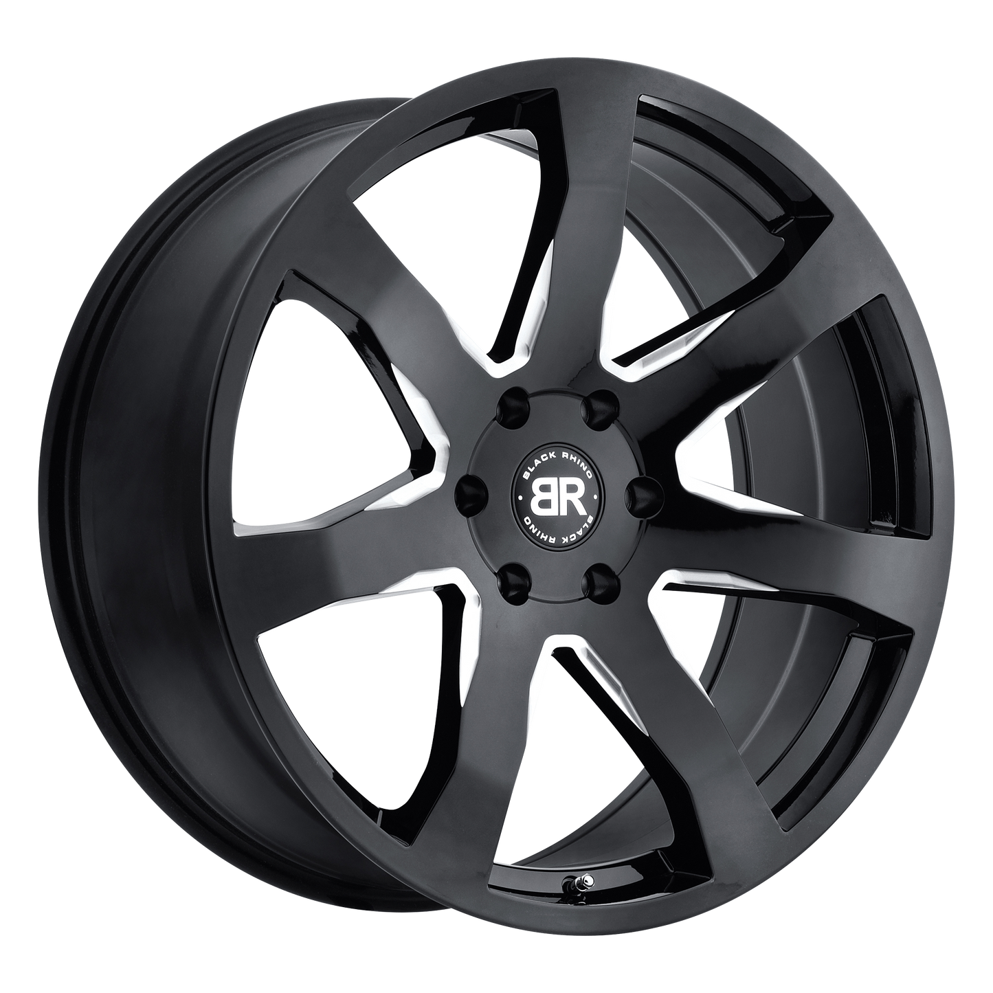 22x9.5 Black Rhino MOZAMBIQUE GLOSS BLACK & MILLED Wheel 6x135 (30mm)