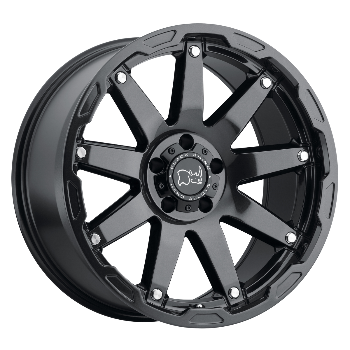 17x9.5 Black Rhino OCEANO GLOSS GUN BLACK W/ STAINLESS BOLTS Wheel 6x5.5 (12mm)