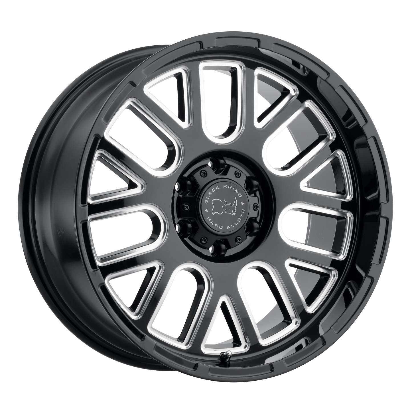 20x12 Black Rhino PISMO GLOSS BLACK W/ MILLED SPOKES Wheel 5x5 (-44mm)