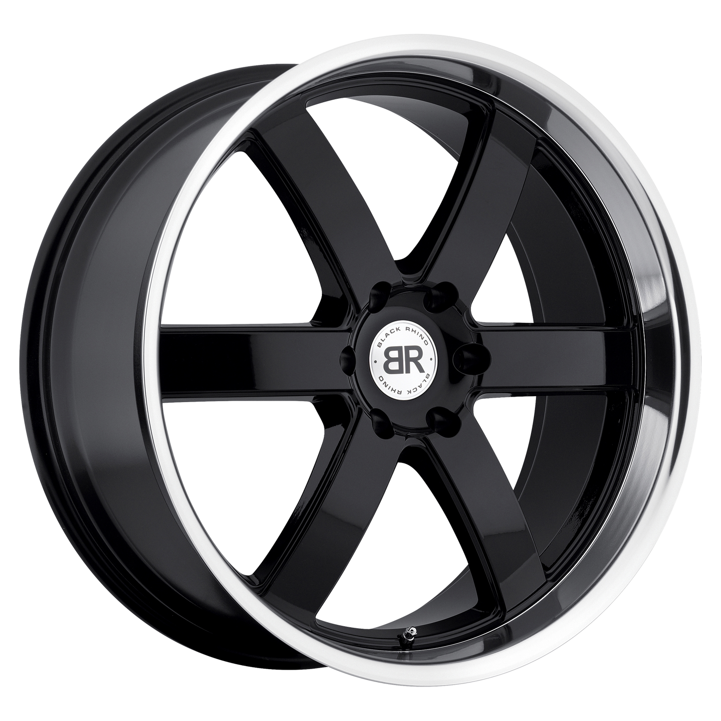 22x9.5 Black Rhino PONDORA GLOSS BLACK W/ MACHINE RING Wheel 6x5.5 (25mm)
