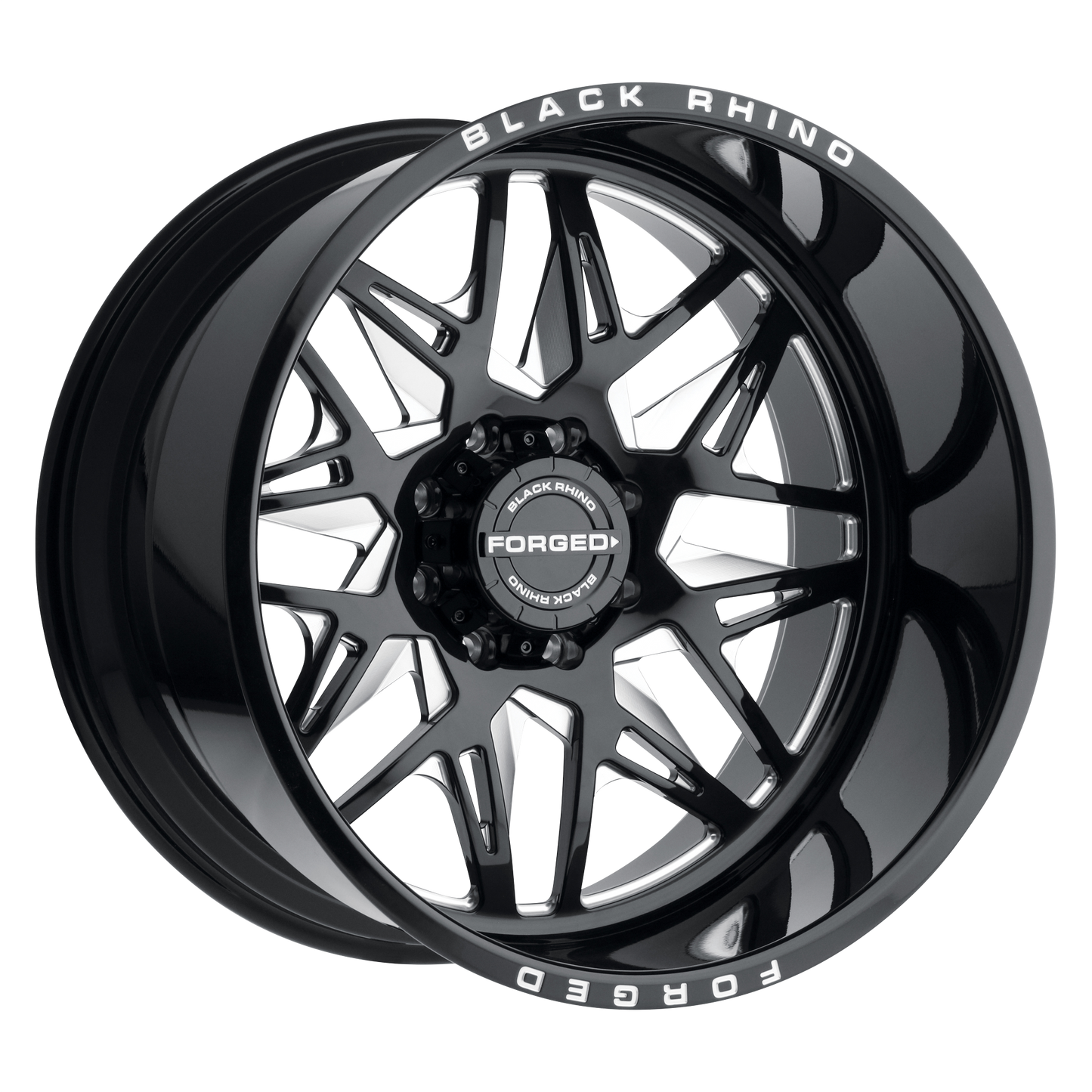 22x14 Black Rhino TWISTER GLOSS BLACK W/ MILLED SPOKES DIR Wheel 8x170 (-76mm)