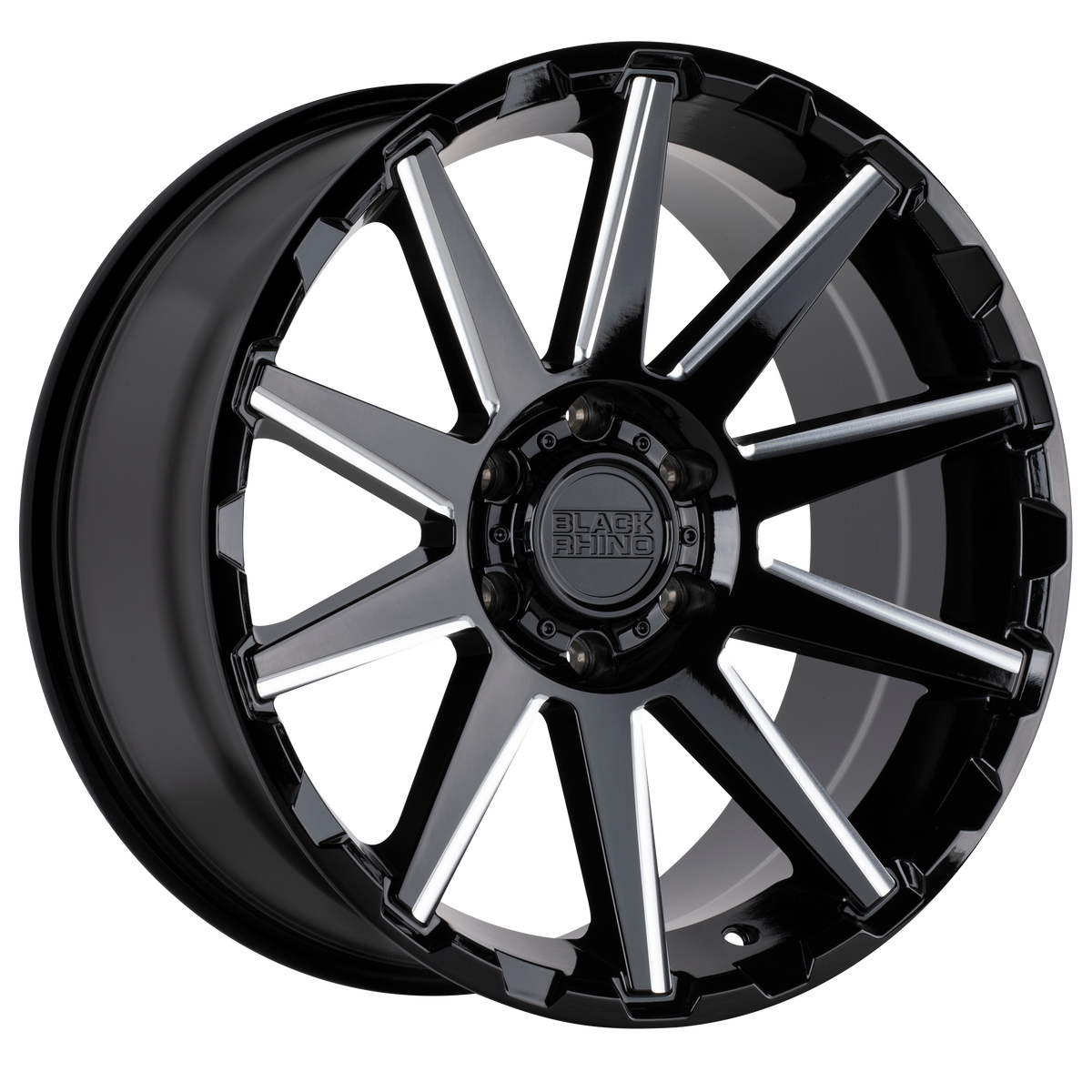 20x9.5 Black Rhino TYPHOON GLOSS BLACK W/ MILLED SPOKES Wheel 5x5 (2mm)