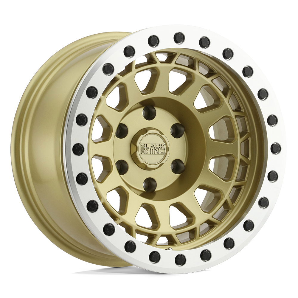 17x8.5 Black Rhino Primm Beadlock Matte Gold W/Mach Ring Wheel 5x4.5 (-38mm)