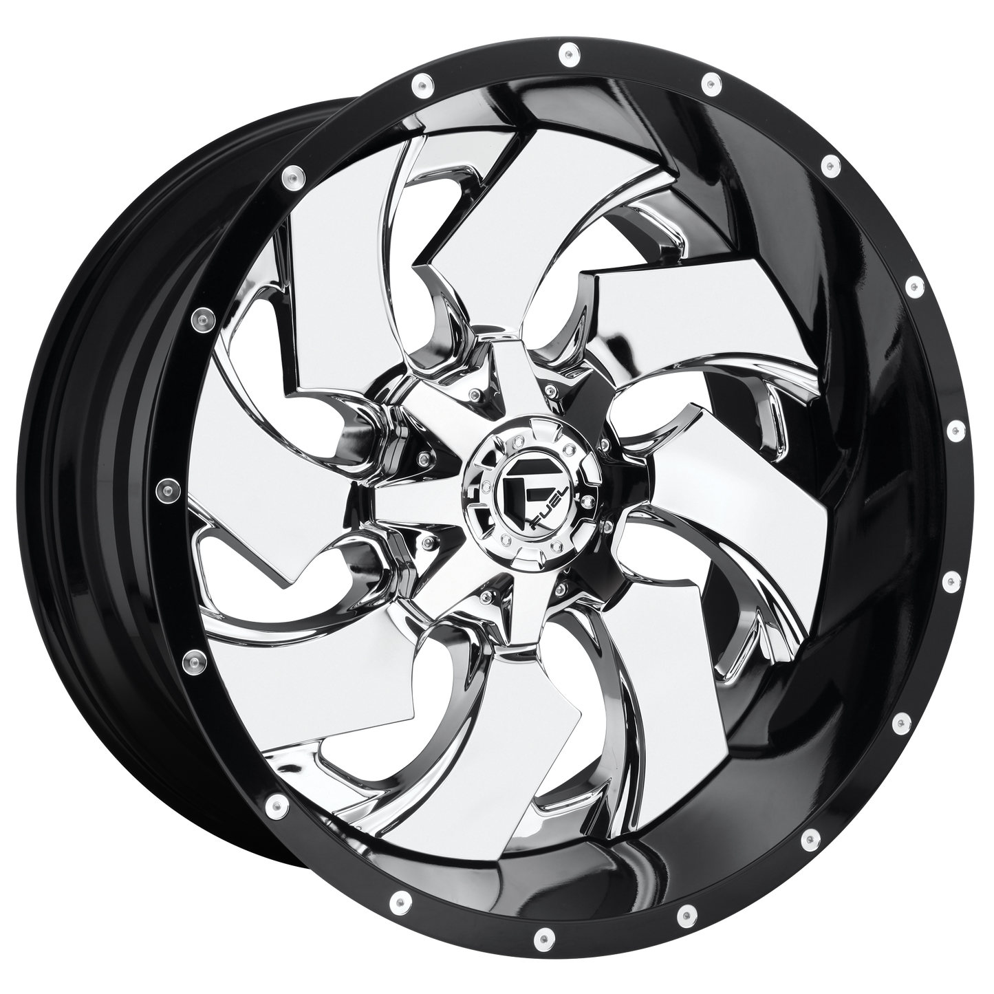 24x12 Fuel D240 Cleaver Chrome W/Black Lip Wheel 8x6.5 (-44mm)