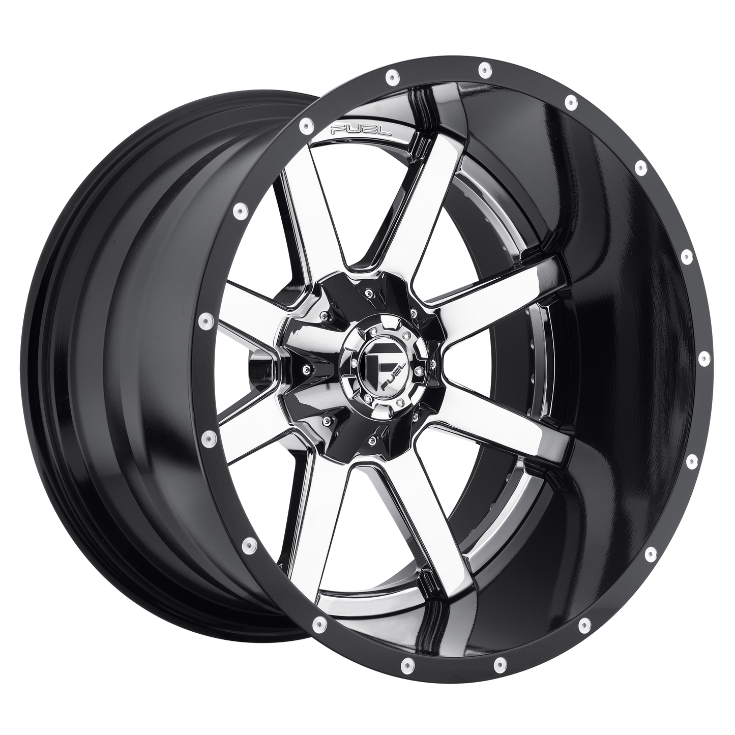 24x14 Fuel D260 Maverick Chrome W/Black Lip Wheel 6x5.5/6x135 (-75mm)