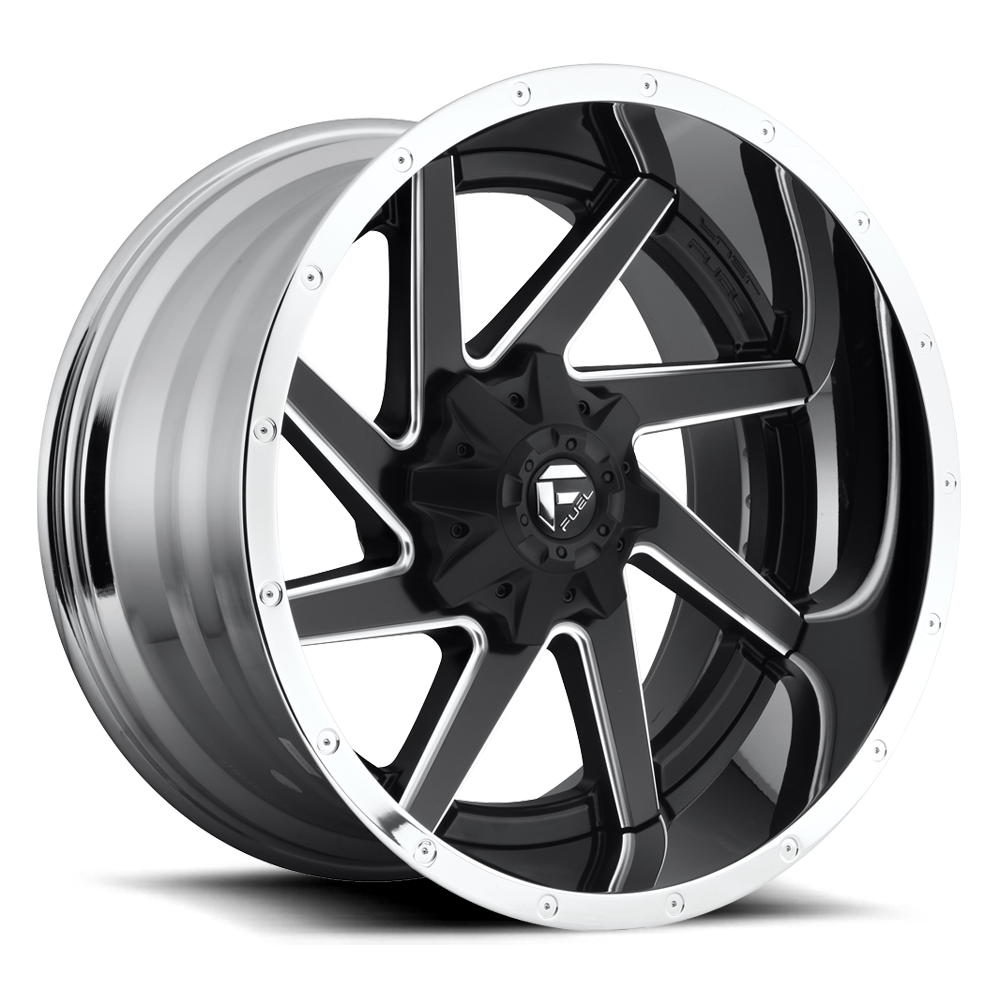 20x12 Fuel D264 Renegade Black W/Chrome Lip Wheel 6x5.5/6x135 (-44mm)