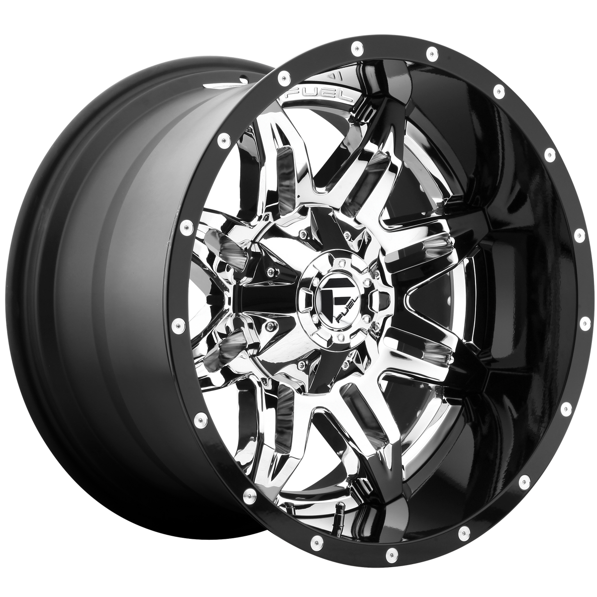 20x10 Fuel D266 Lethal Chrome W/Black Lip Wheel 6x5.5/6x135 (-19mm)