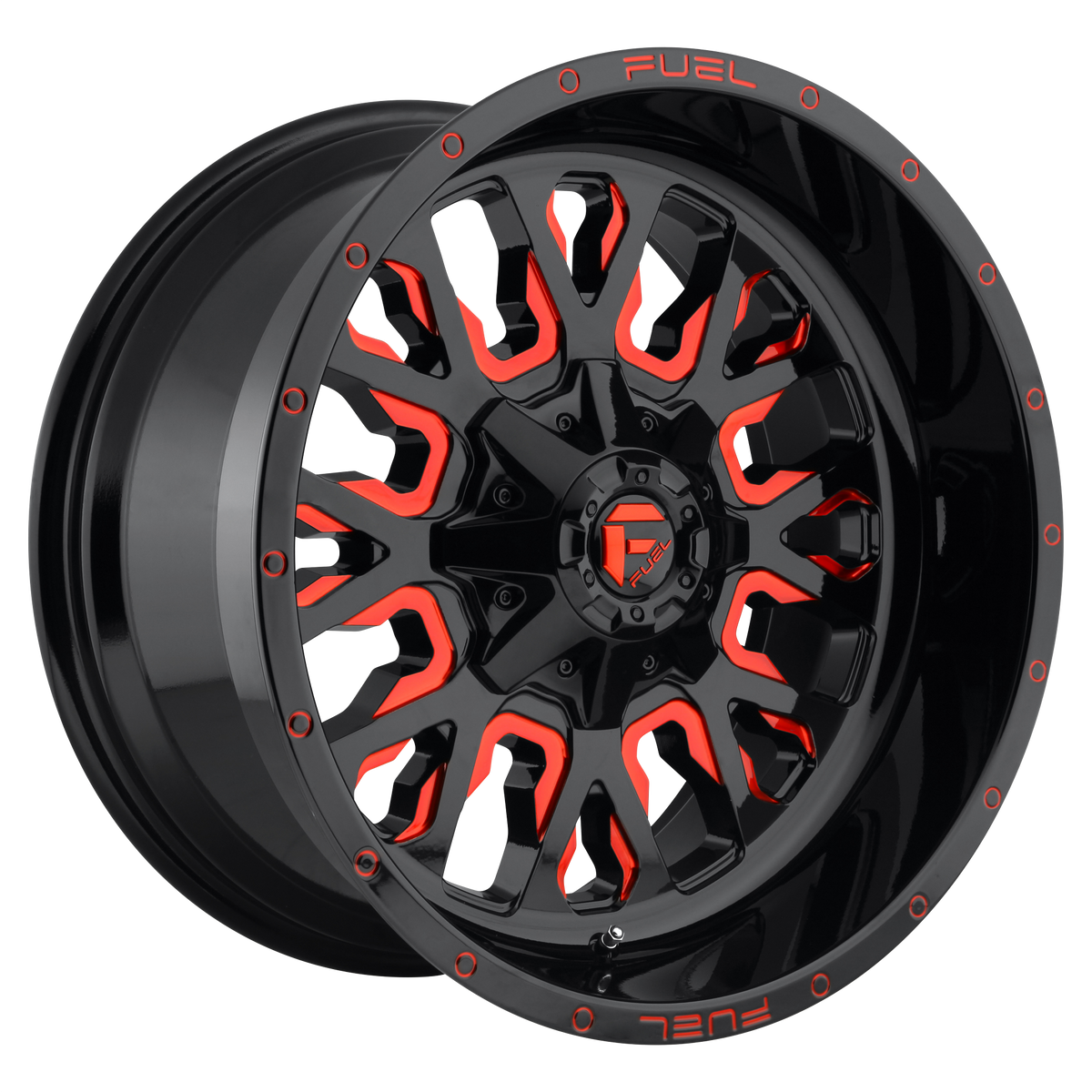 20x9 Fuel D612 STROKE GLOSS BLACK RED TINTED CLEAR Wheel 8x170 (1mm)